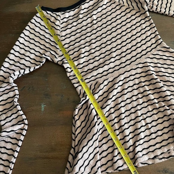Free People Wavy Stripe Pointelle Peplum Sweater Size Small - Picture 8 of 8